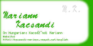 mariann kacsandi business card